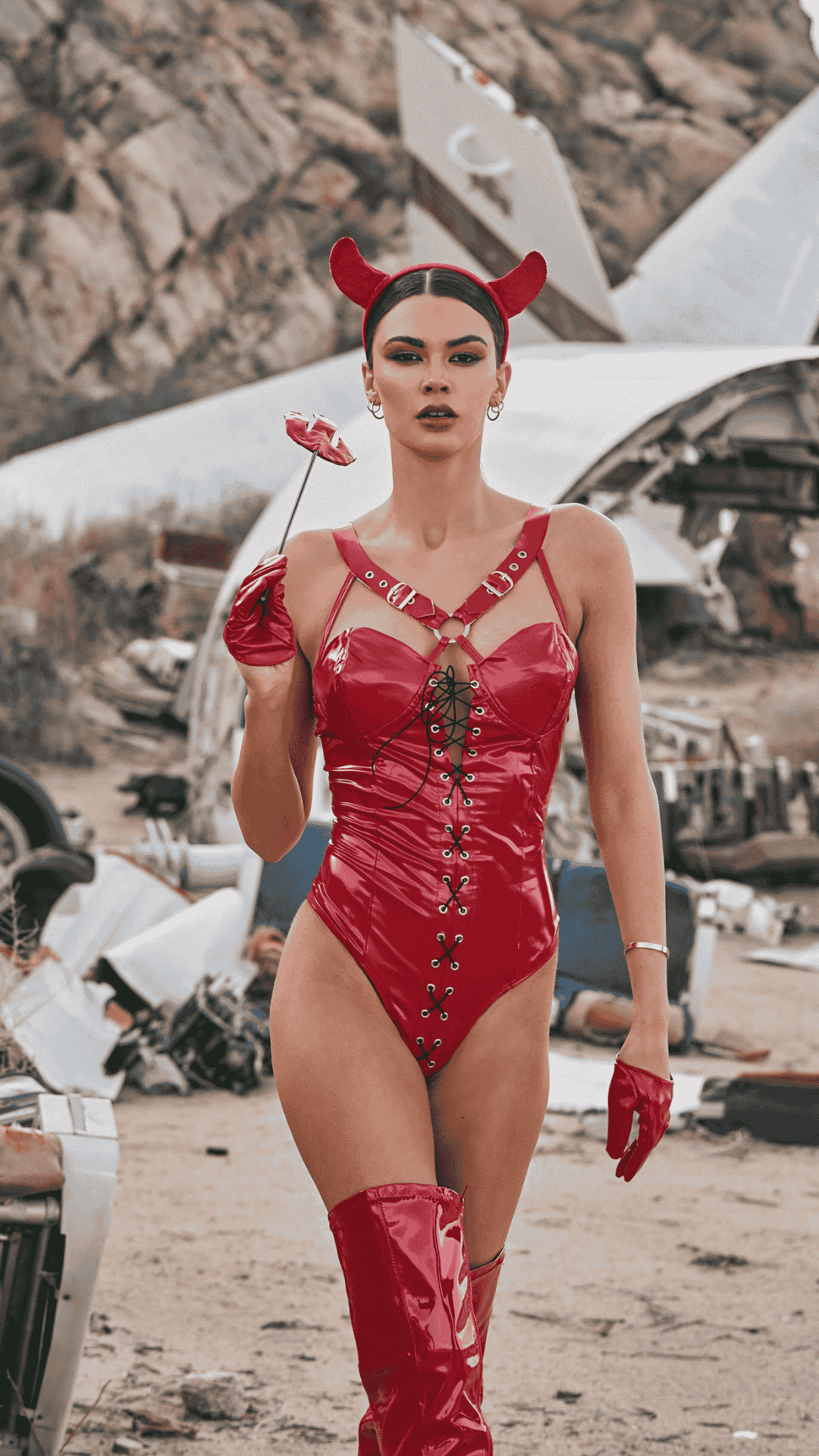 Devilicious Costume Front View - Naughty Kitten Clothing Halloween Costume