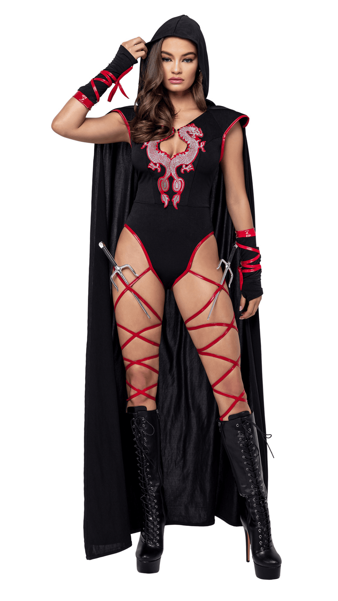 Dragonfire Ninja Costume Front View - Naughty Kitten Clothing Halloween Costume