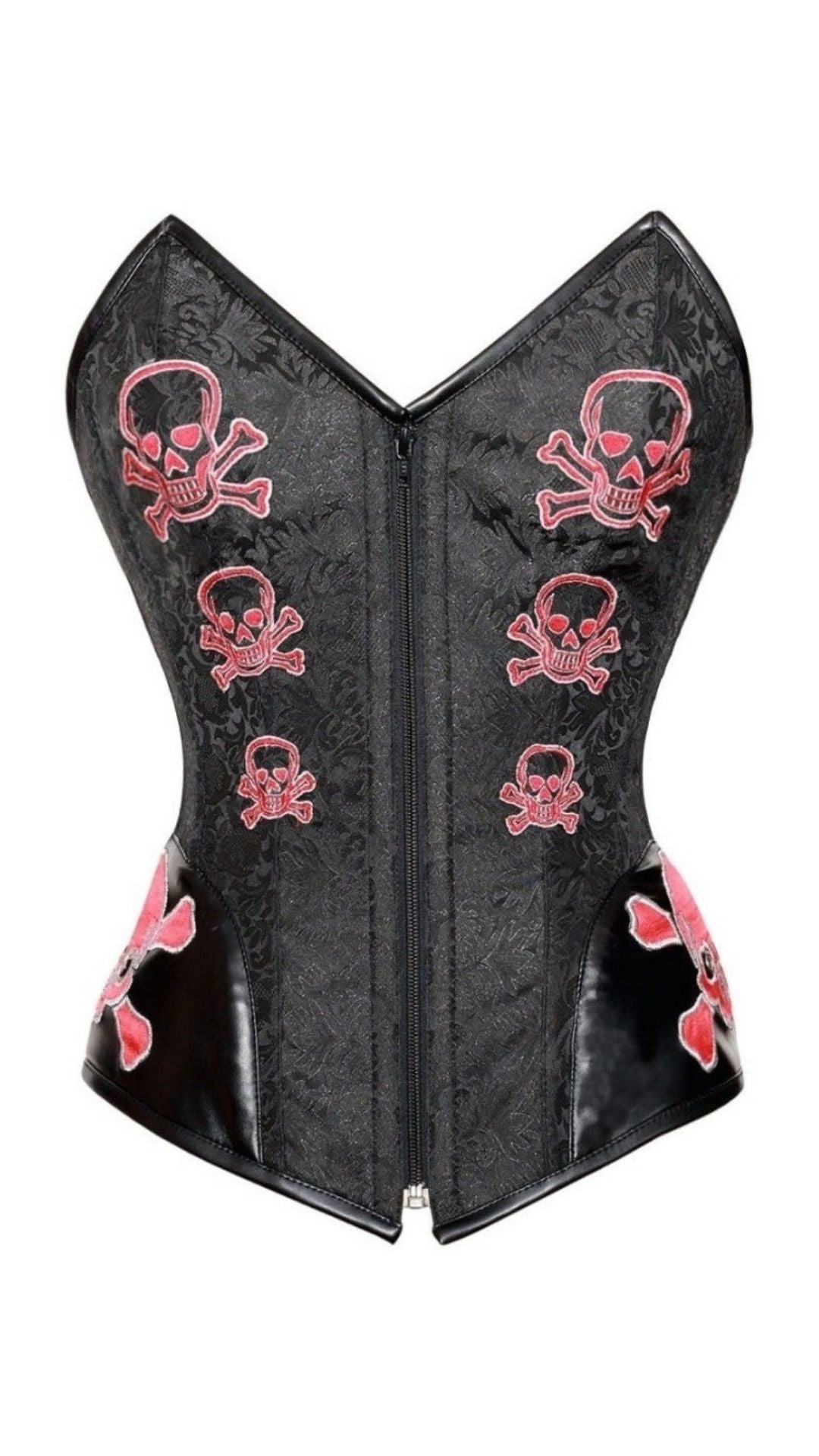 Naughty Kitten Clothing Evie Red Skull Corset Front View