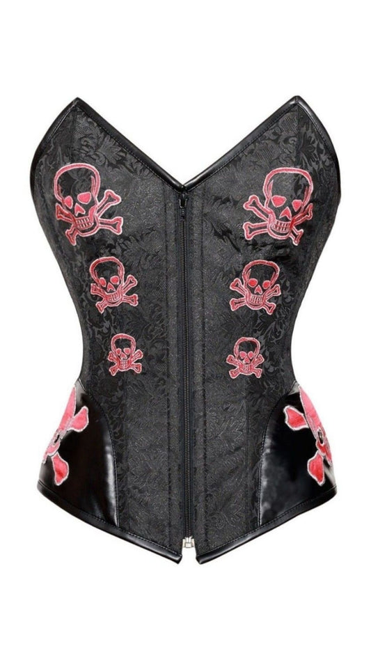 Naughty Kitten Clothing Evie Red Skull Corset Front View