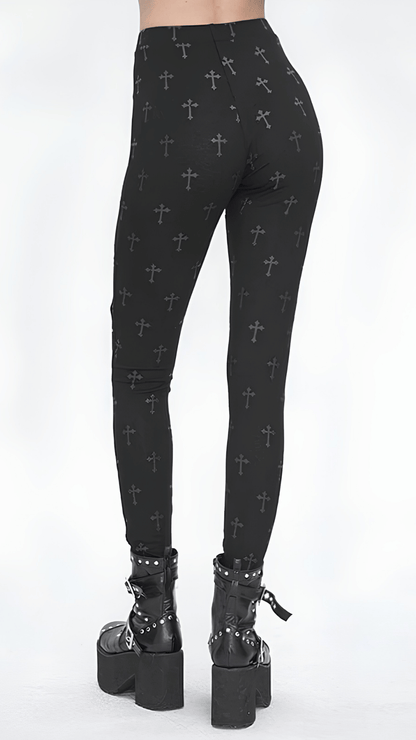 Naughty Kitten Clothing Fallen Saint Pentagram Leggings Rear View Alternative Gothic Women's Leggings