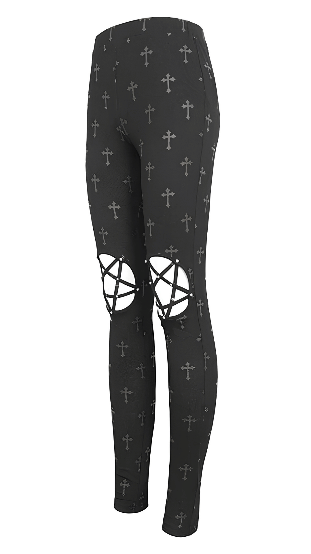 Naughty Kitten Clothing Fallen Saint Pentagram Leggings Side View Alternative Gothic Women's Leggings