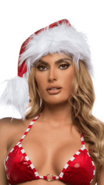 Naughty Kitten Clothing Faux Fur Trimmed Christmas Hat Christmas Costume Accessories Front View