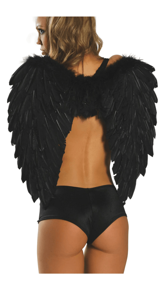 Naughty Kitten Clothing Feathered Wings Black Rear Back View Costume Accessories