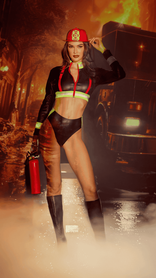 Naughty Kitten Clothing Fierce Fire Woman Costume Front View halloween Costume