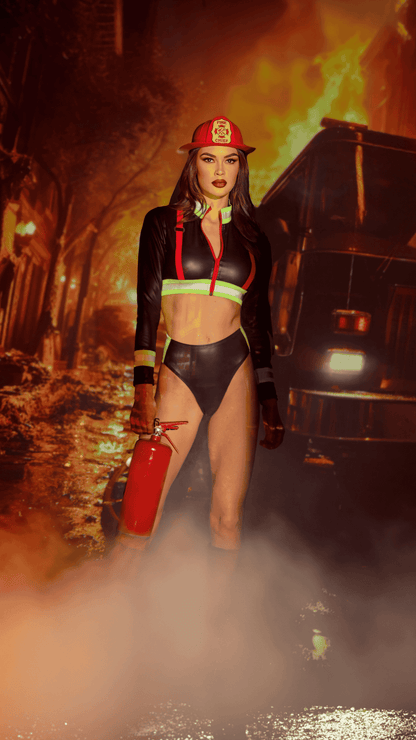 Naughty Kitten Clothing Fierce Fire Woman Costume Front View halloween Costume