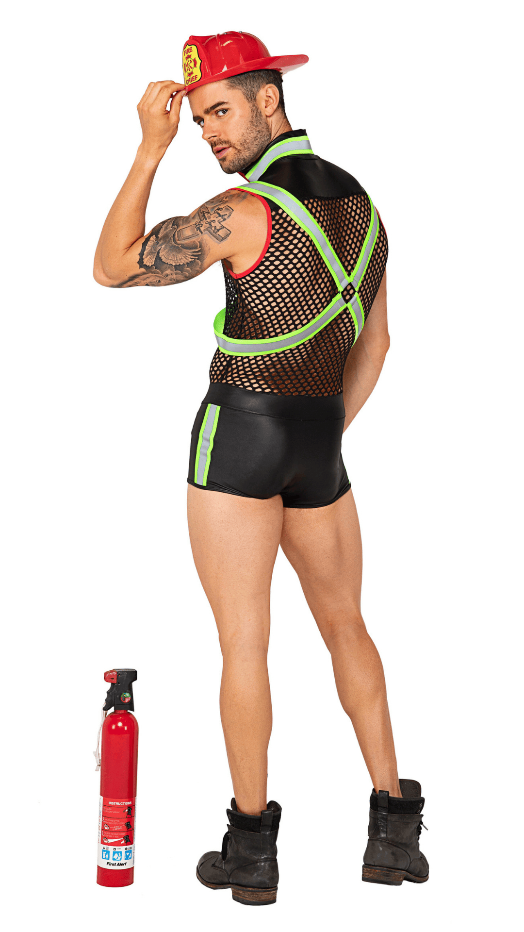 Fireman Fever Costume Rear View - Naughty Kitten Clothing Men's Halloween Costume