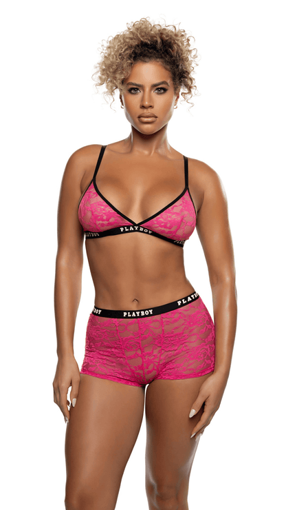 Naughty Kitten Clothing Flirty Bunny Lounge Set Front View Women's Playboy Lingerie