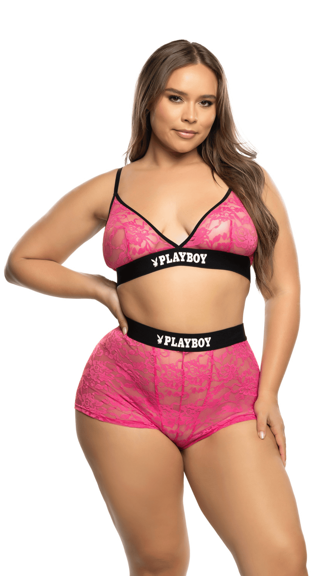 Naughty Kitten Clothing Flirty Bunny Lounge Set Front View Women's Playboy Lingerie Plus Size