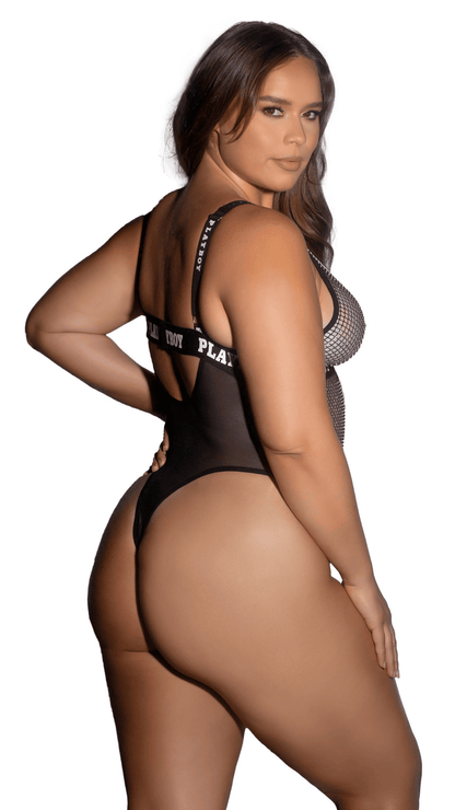 Naughty Kitten Clothing Galaxy Bunny Teddy Black View Rear Women's Playboy Lingerie Plus Size