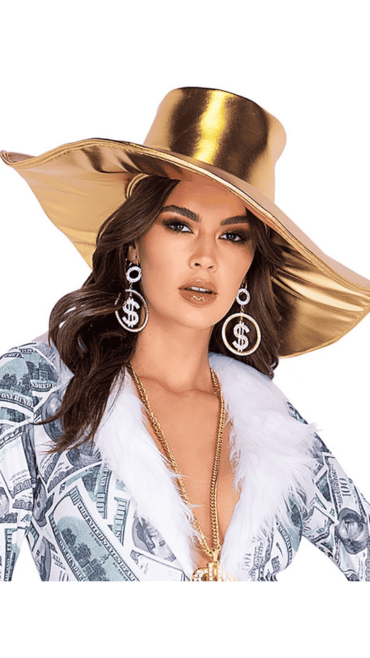 Gold Pimp Hat Halloween Costume Accessories - Naughty Kitten Clothing