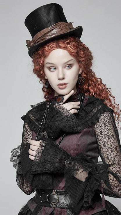 Naughty Kitten Clothing Goth Vintage Handmade Lace Gloves Front View Alternative Fashion Gothic Accessories