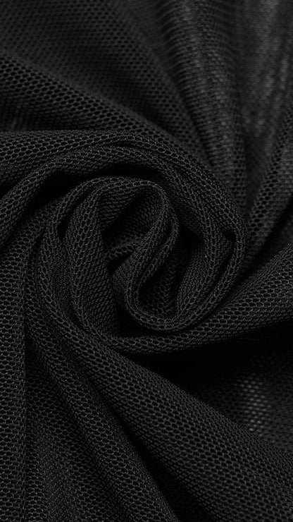 Naughty Kitten Clothing Gothic Cross Mesh Shirt Close Up View Gothic Alternative Women's Fashion