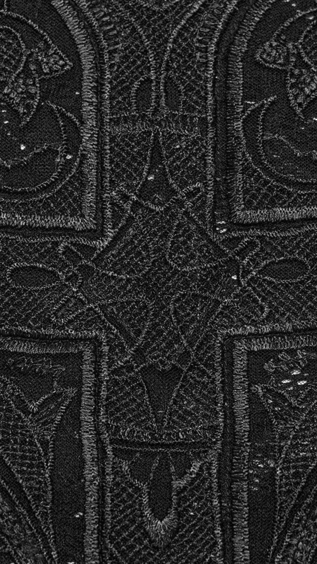 Naughty Kitten Clothing Gothic Cross Embroidered Lace Tank Top Close Up View Alternative Gothic Women's Fashion