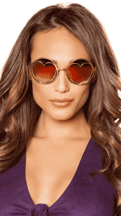 Hippie Glasses with Heart Lens Frame - Naughty Kitten Clothing Halloween Costume Accessories