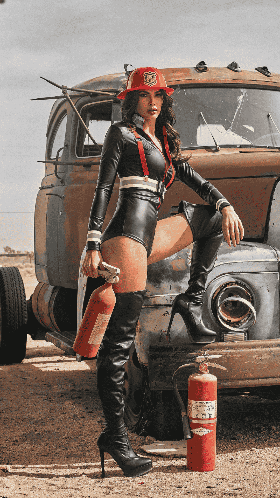 Naughty Kitten Clothing Hot Fire Woman Costume Front View Halloween Costume