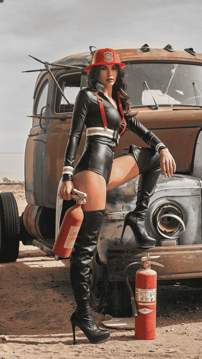 Naughty Kitten Clothing Hot Fire Woman Costume Front View Halloween Costume