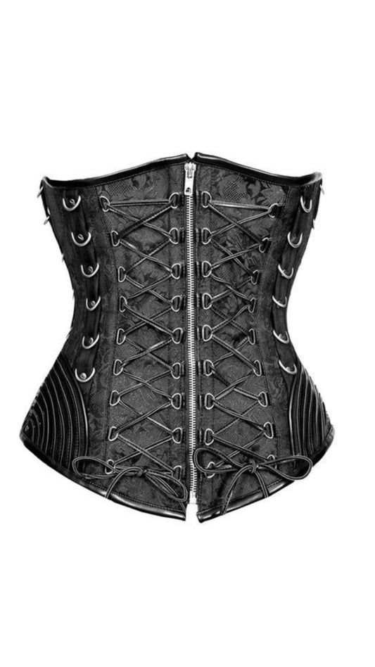Naughty Kitten Isis Criss-Cross Underbust Corset Front View