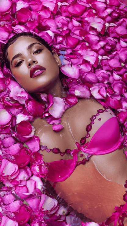 Naughty Kitten Kiss & Tell 3-Piece Garter Set Front View Model Lingerie