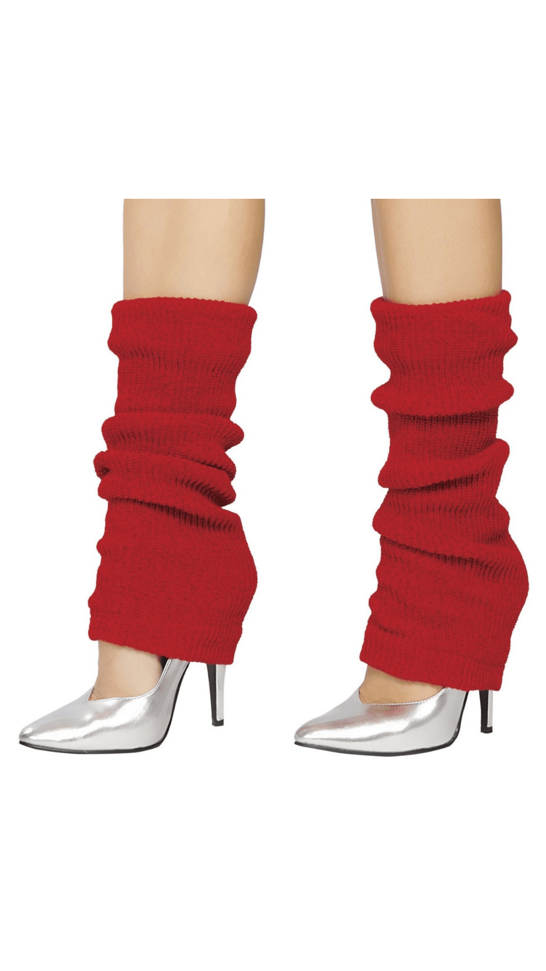 Naughty Kitten Halloween Costume Accessories Leg Warmers - Red/Pink/Yellow Front View