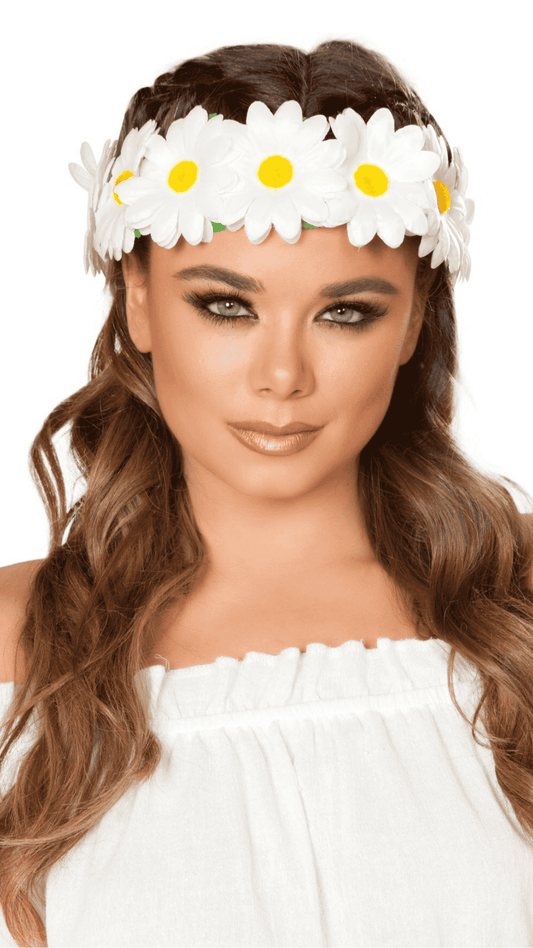 Naughty Kitten Halloween Hippie Costume Accessories Light-up Sunflower Headband Front View