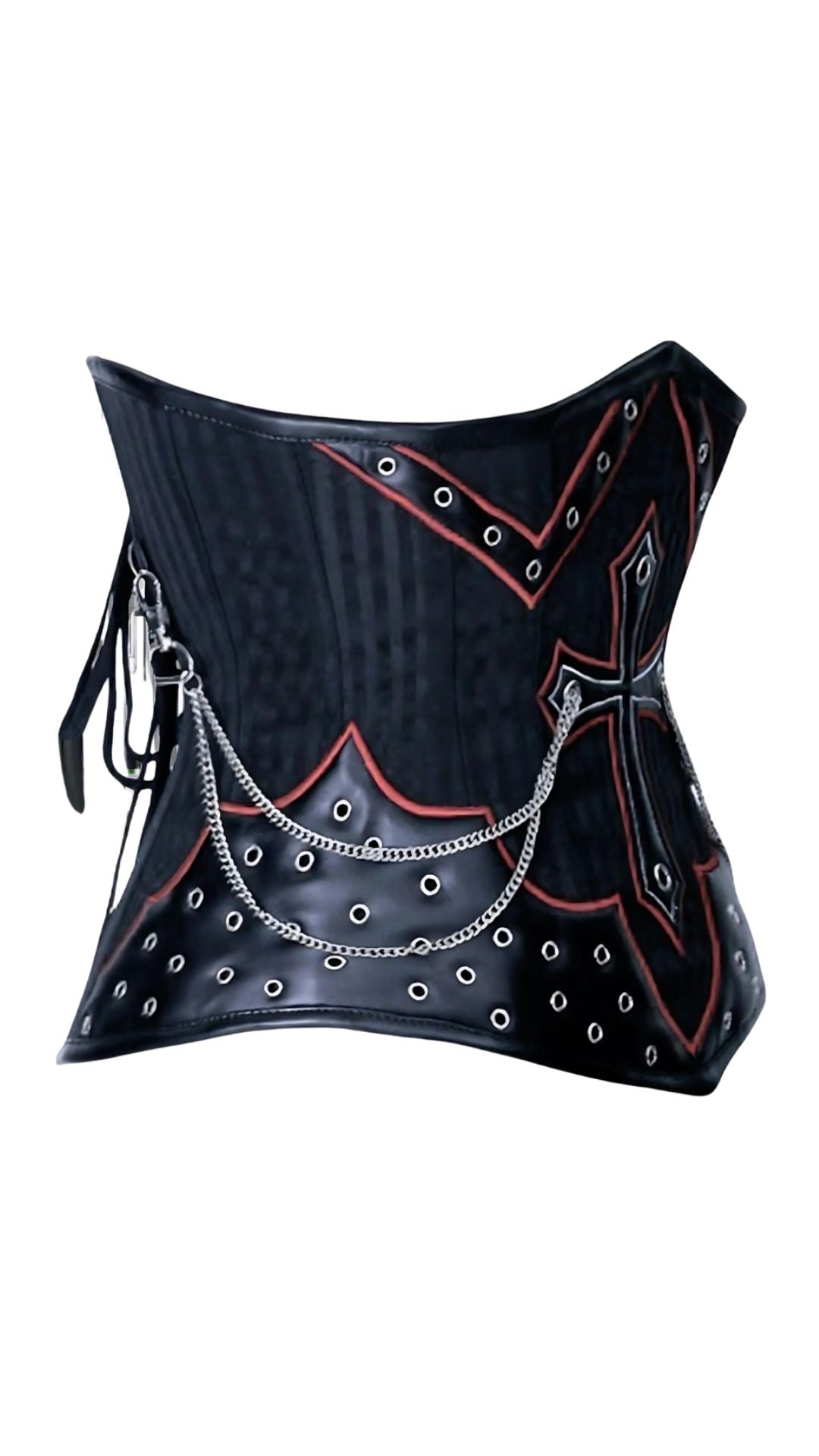 Naughty Kitten Lilith Cross & Chain Corset Rear View
