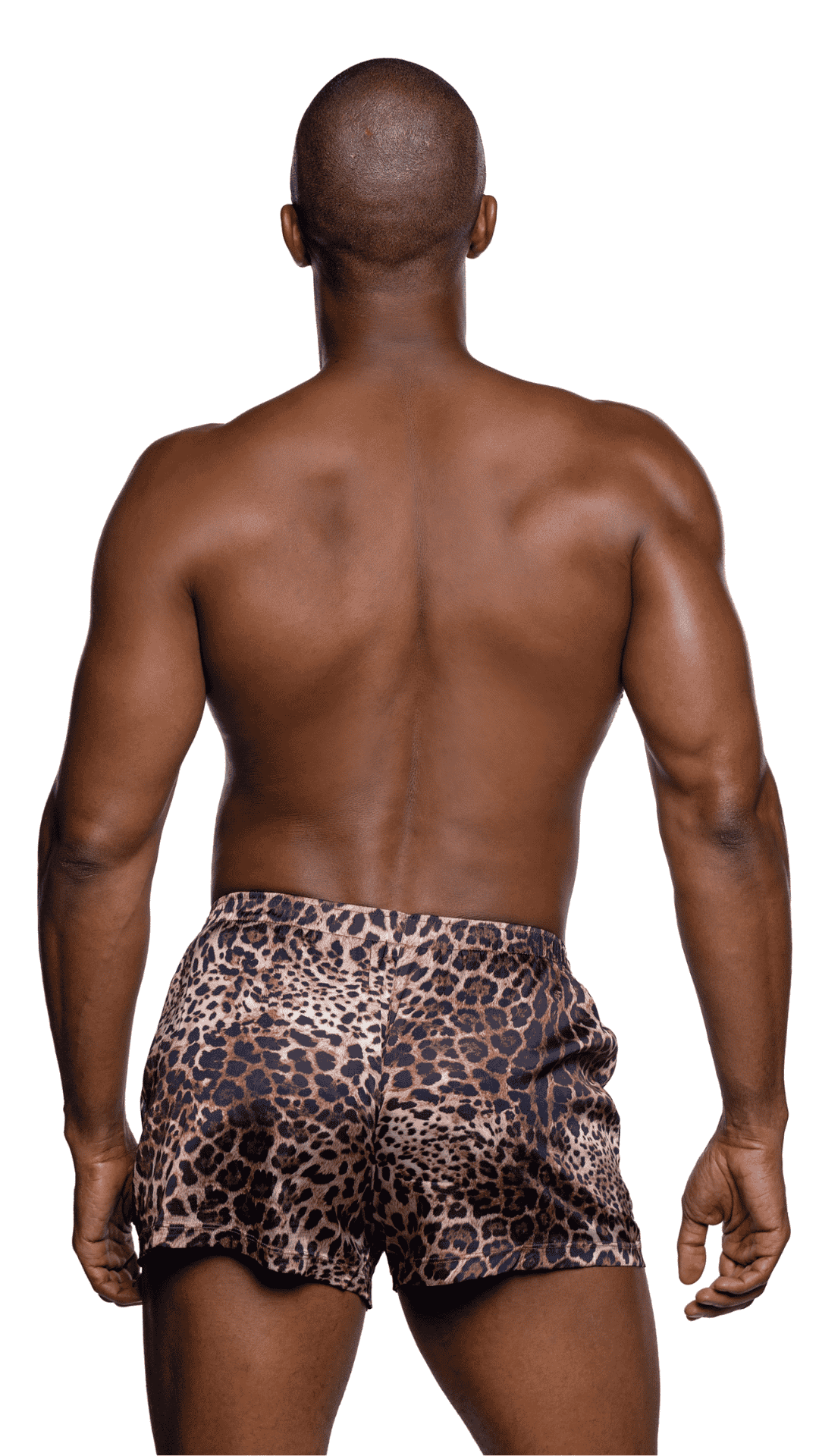 Men's Leopard Boxer – soft satin men’s underwear with side vents, rear view