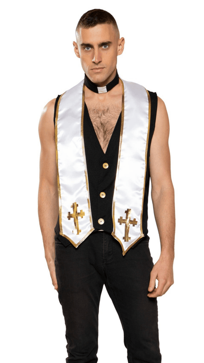 Naughty Kitten Clothing Men's Priest Costume Front View Men's Halloween Costume