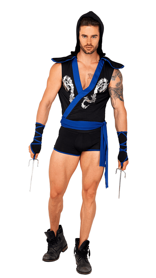 Naughty Kitten Clothing Mens Ninja Warrior Costume Front View Men's Halloween Costume