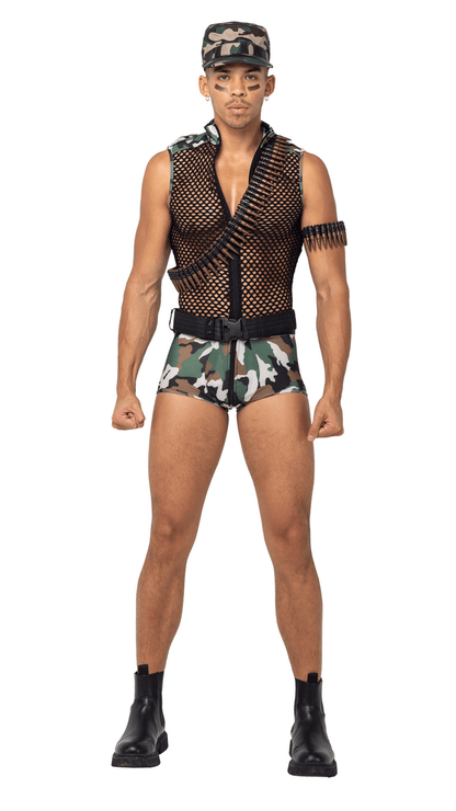 Naughty Kitten Clothing Men's Sergeant Army Stud Costume Front View Couple Halloween Costume