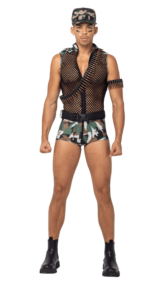 Naughty Kitten Clothing Men's Sergeant Army Stud Costume Front View Couple Halloween Costume