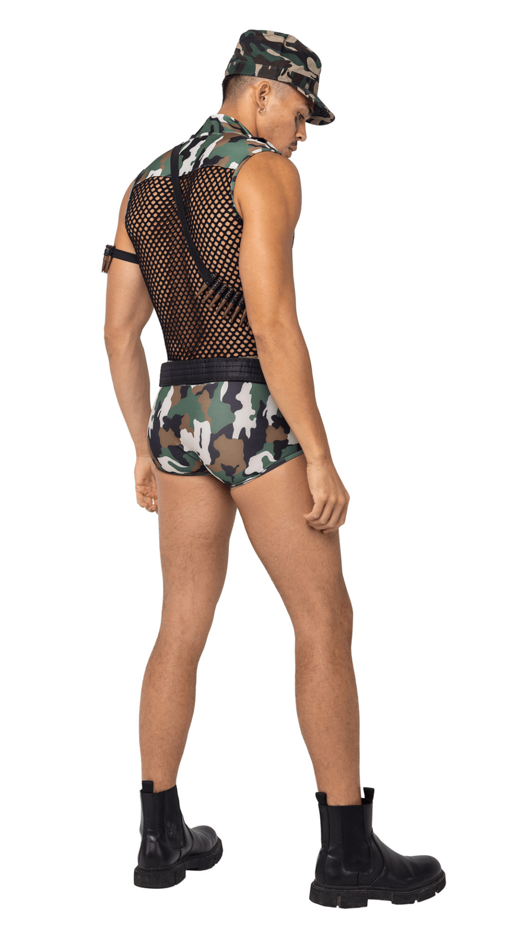 Naughty Kitten Clothing Men's Sergeant Army Stud Costume Rear View Couple Halloween Costume