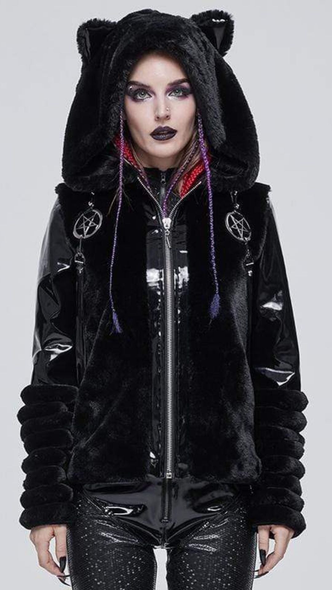 Naughty Kitten Clothing Midnight Mischief Kitten Jacket Front View Alternative Women's Gothic Fashion