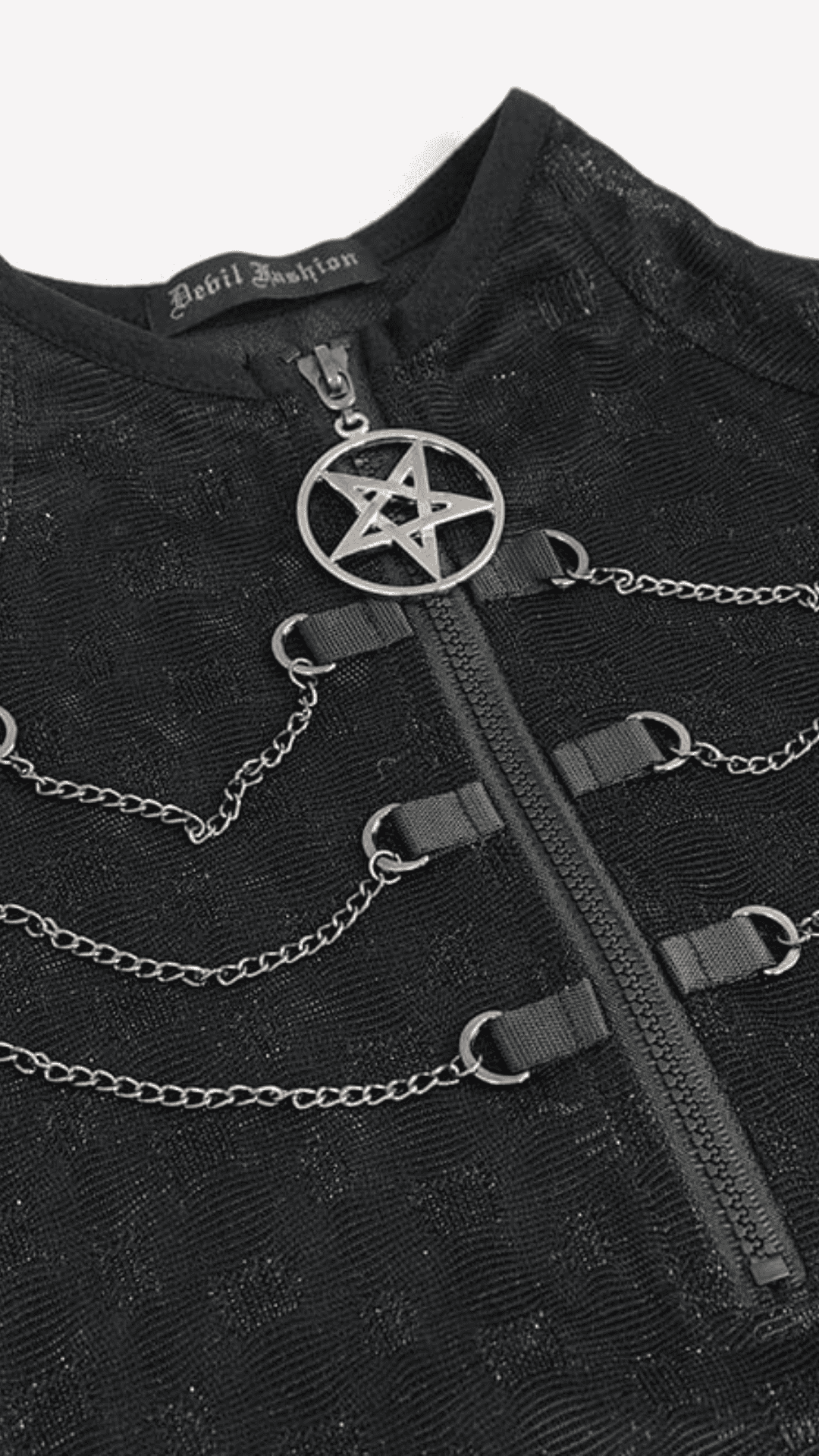 Naughty Kitten Clothing Midnight Ritual Chain Top Close Up View Gothic Alternative Women's Wear