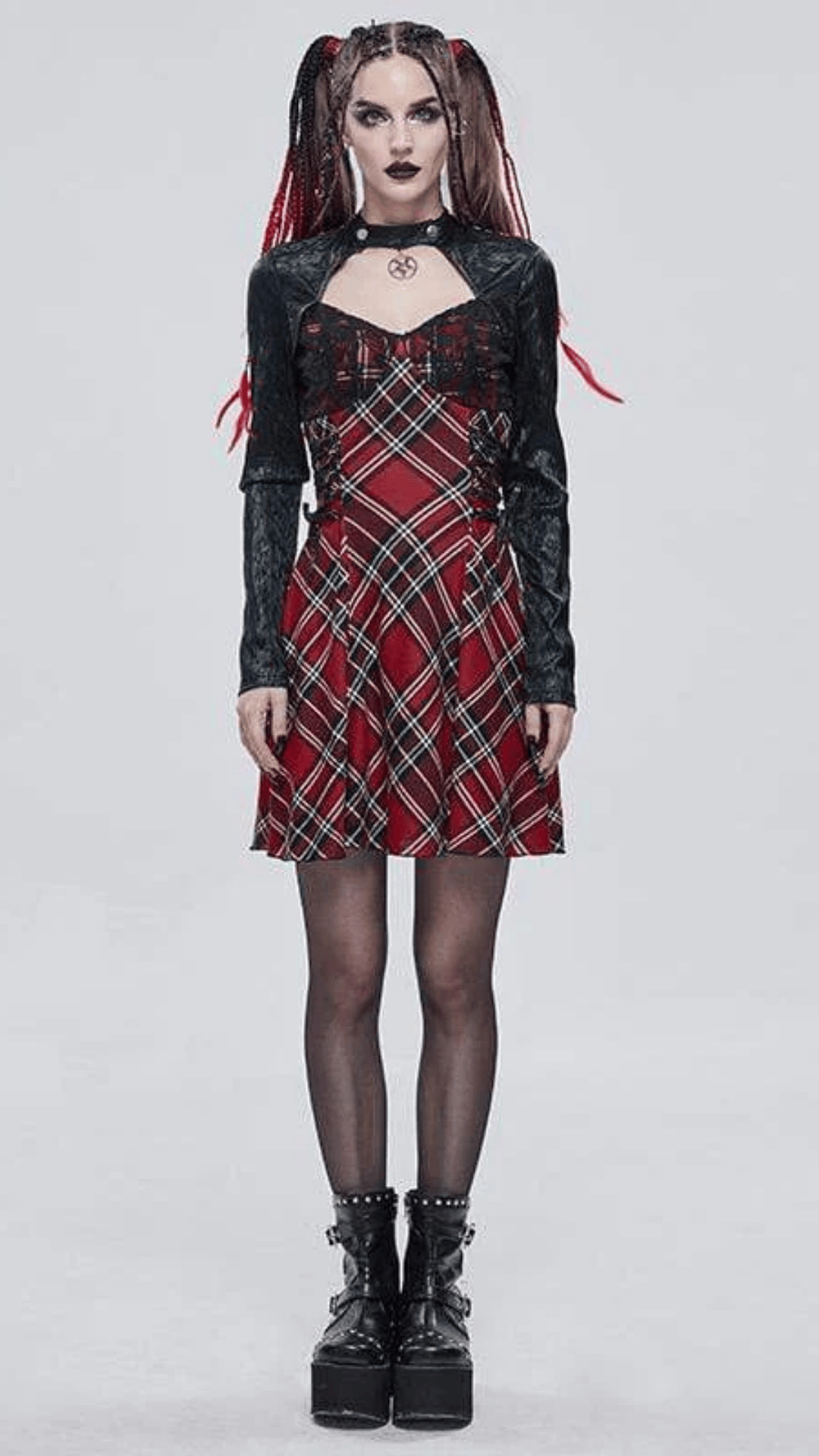 Midnight Ritual Plaid Dress Close