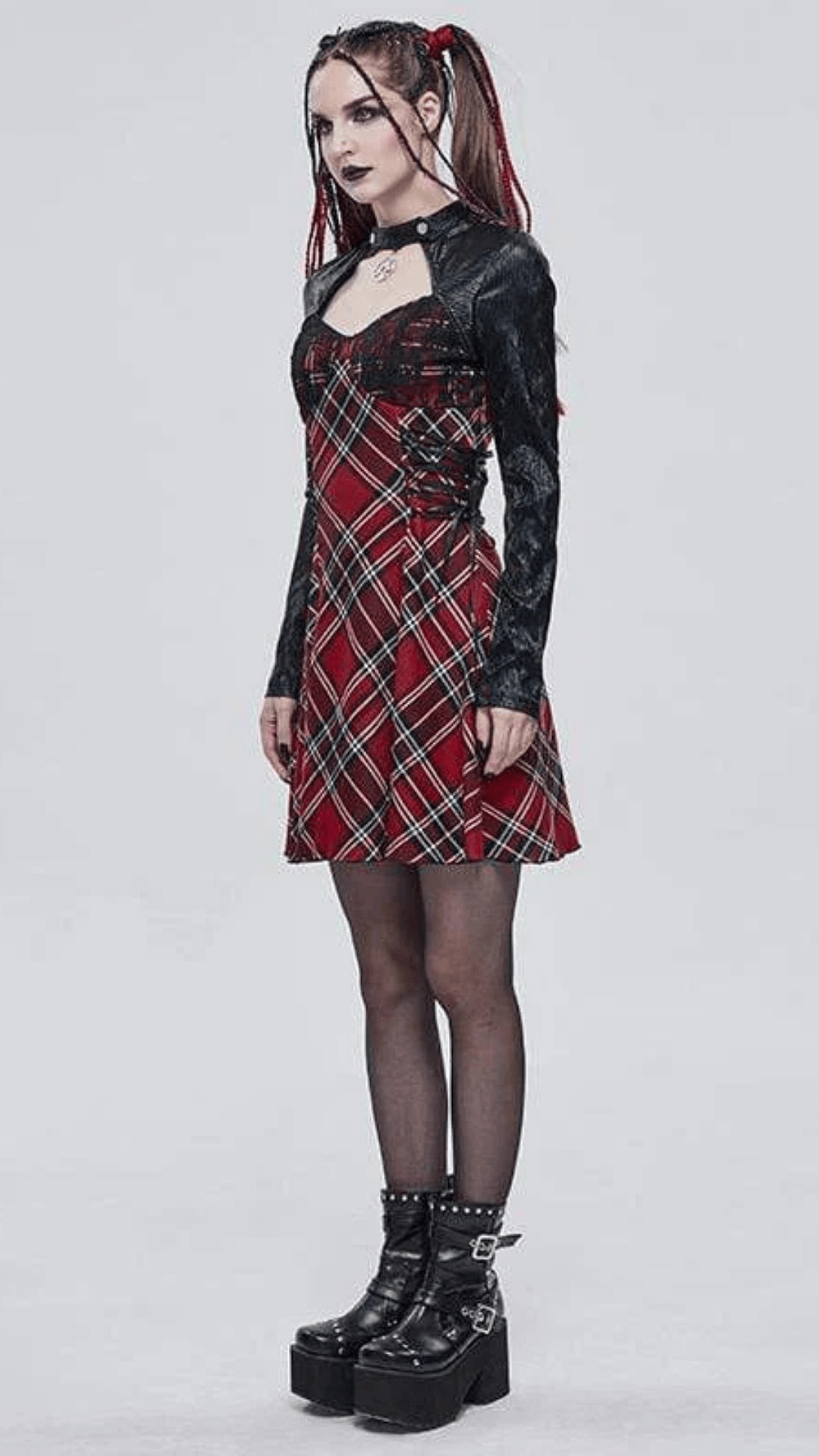 Midnight Ritual Plaid Dress Close