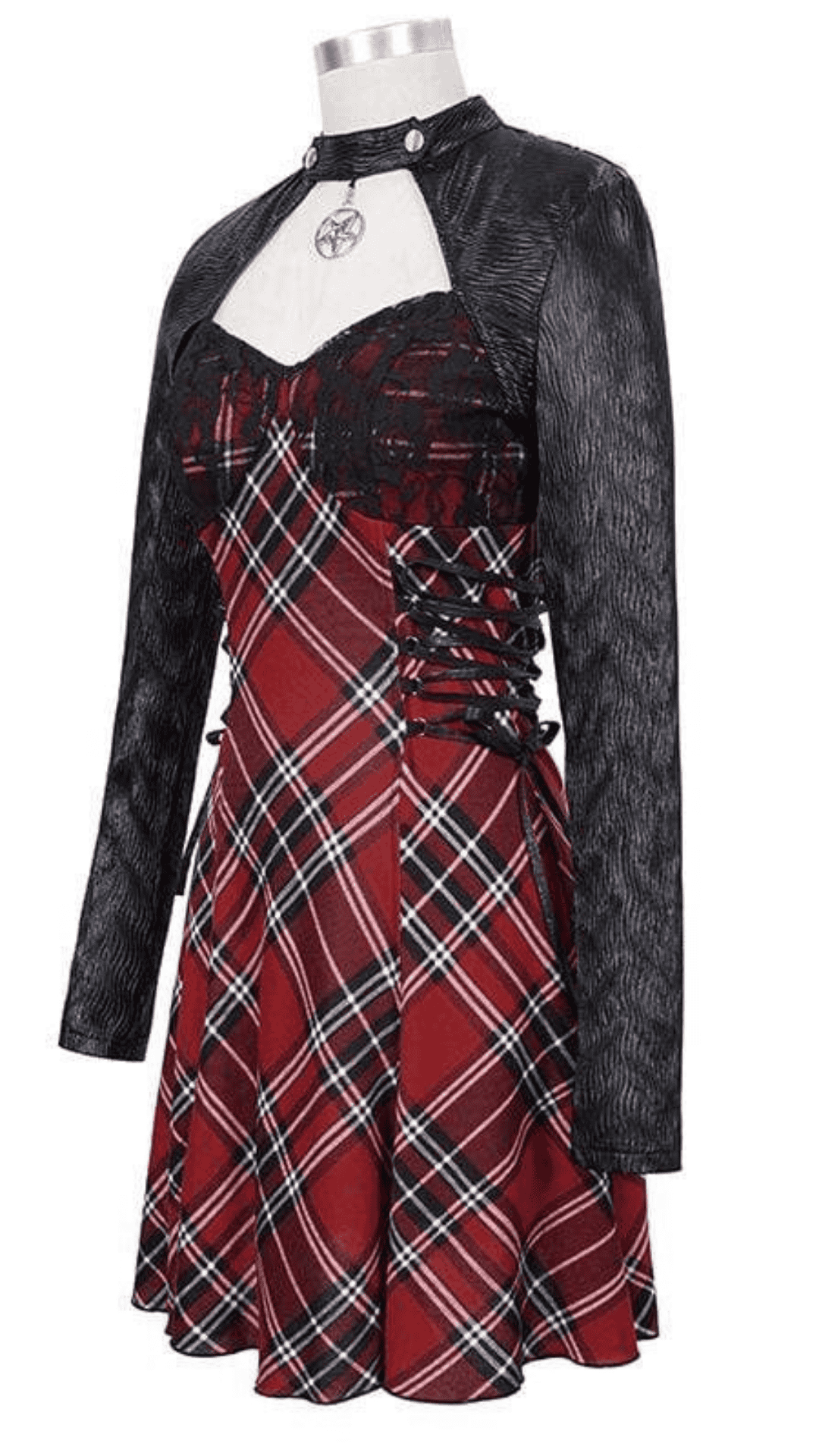 Midnight Ritual Plaid Dress Close