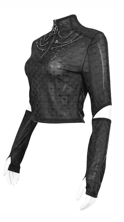 Naughty Kitten Clothing Midnight Ritual Chain Top Side View Gothic Alternative Women's Wear