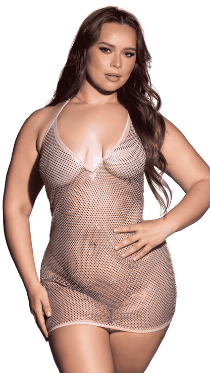 Naughty Kitten Clothing Mirage Chemise Front View Multi-Colour Women's Plus Size Lingerie