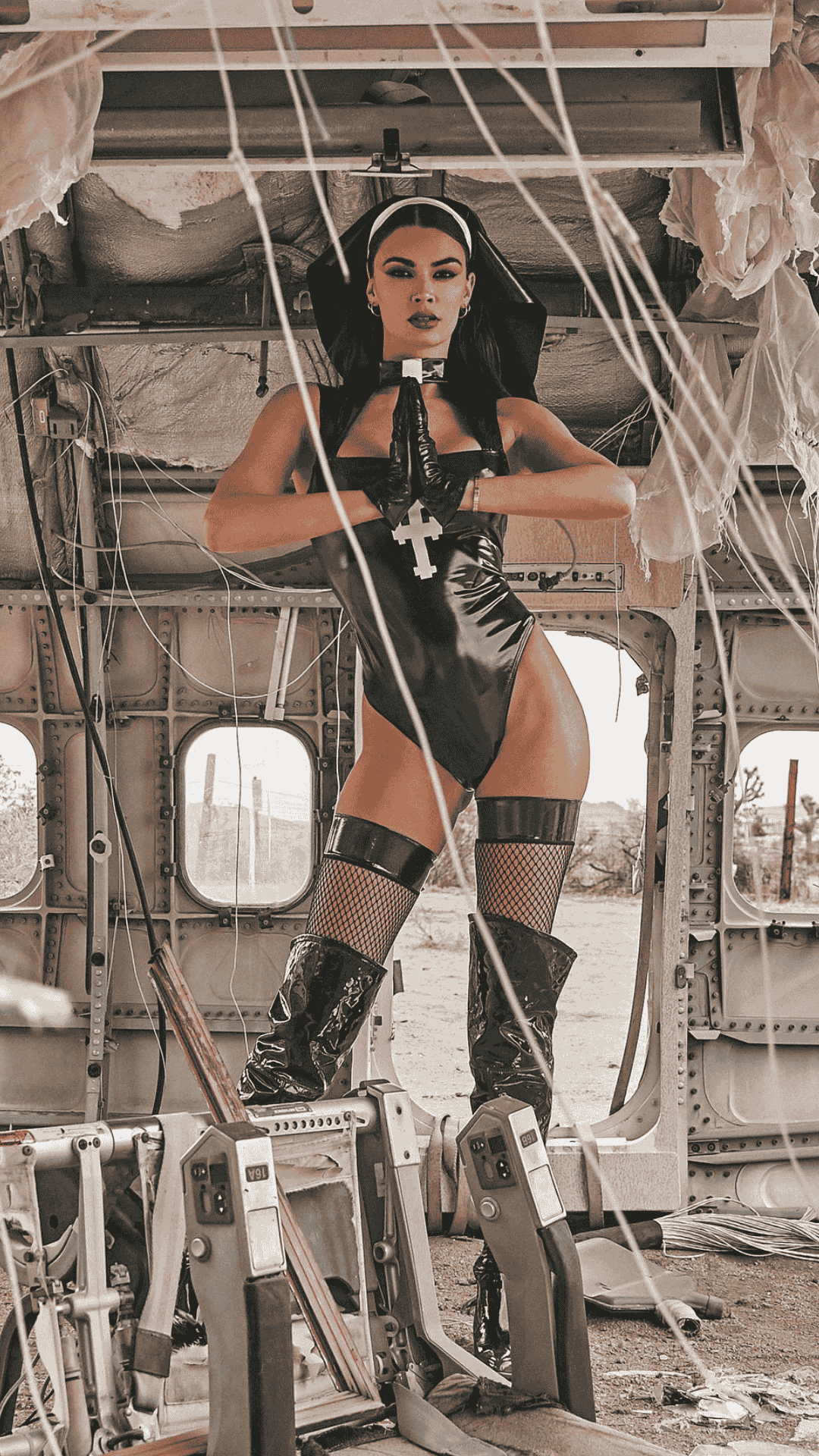 Naughty Kitten Clothing Misbeheaven Nun Costume Front View Halloween Costume