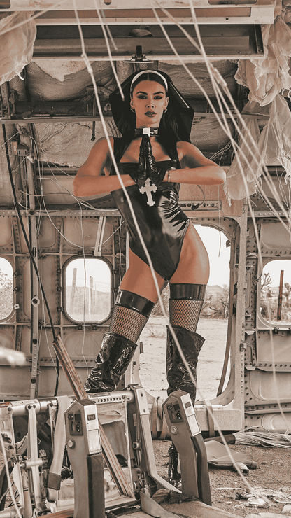 Naughty Kitten Clothing Misbeheaven Nun Costume Front View Halloween Costume