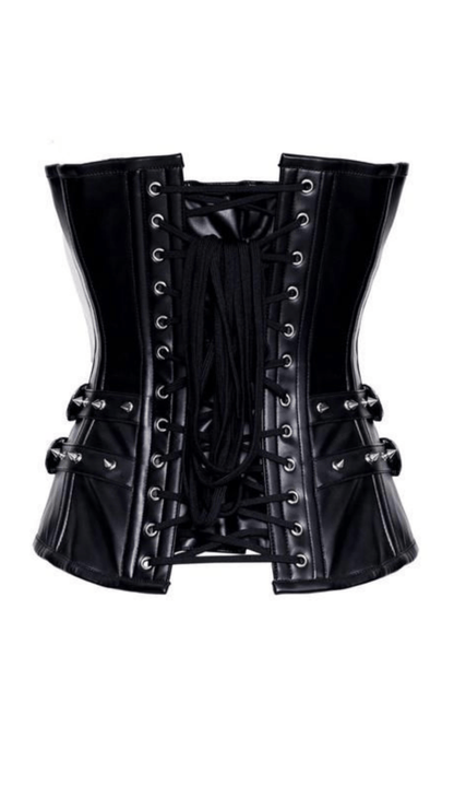 Naughty Kitten Clothing Morticia Gothic Sweetheart Corset Rear View Overbust Corset 
