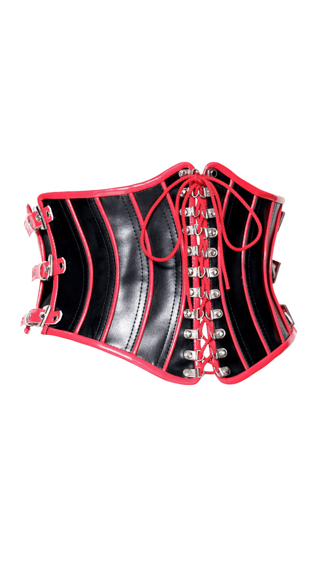 Naughty Kitten Clothing Ms Kitten Red Fetish Waist Cincher Corset Side View