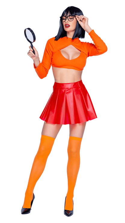 Naughty Kitten Clothing Mystery Solving Babe Costume Velma Halloween Costume Couple Costume front View