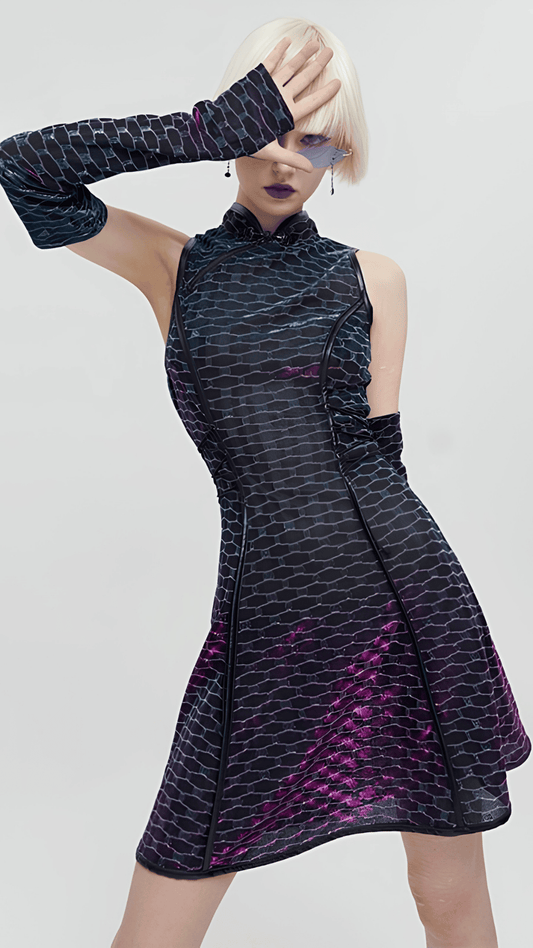Naughty Kitten Clothing Naughty Kitten Clothing Neon Viper Dress Front View Women's Alternative Gothic Dress