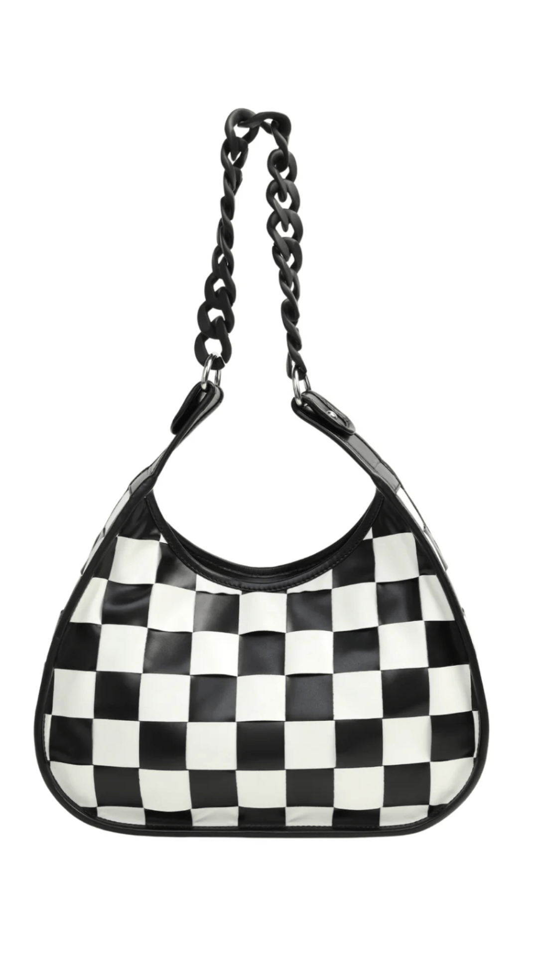 Naughty Kitten Clothing Nightshade Checkered Bag Front View Alternative Gothic Bag Accessories