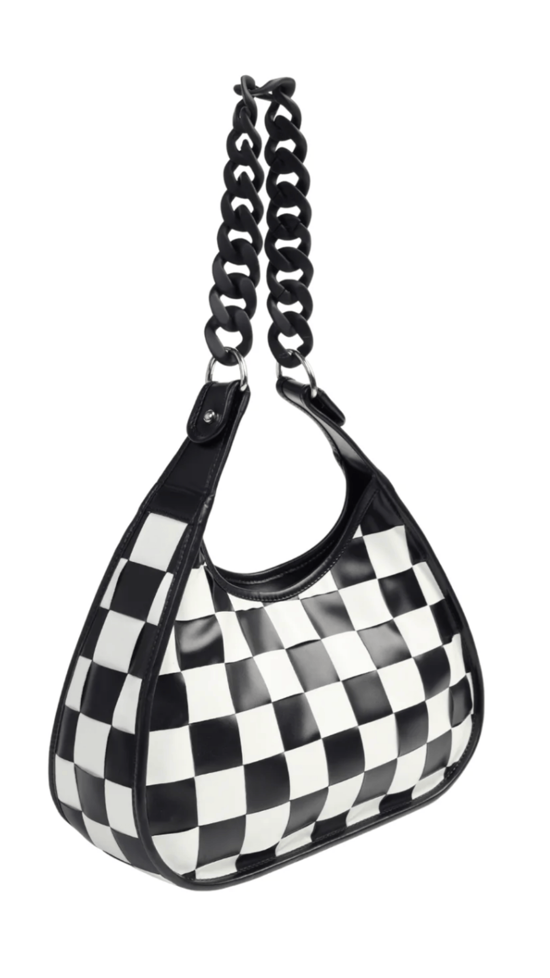 Naughty Kitten Clothing Nightshade Checkered Bag Front View Alternative Gothic Bag Accessories