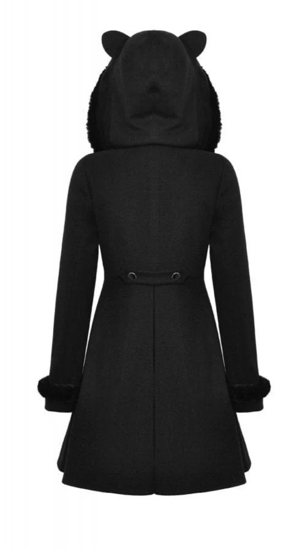 Naughty Kitten Clothing Nocturne Kitty Hooded Coat Rear View Alternative Women's Gothic Wear