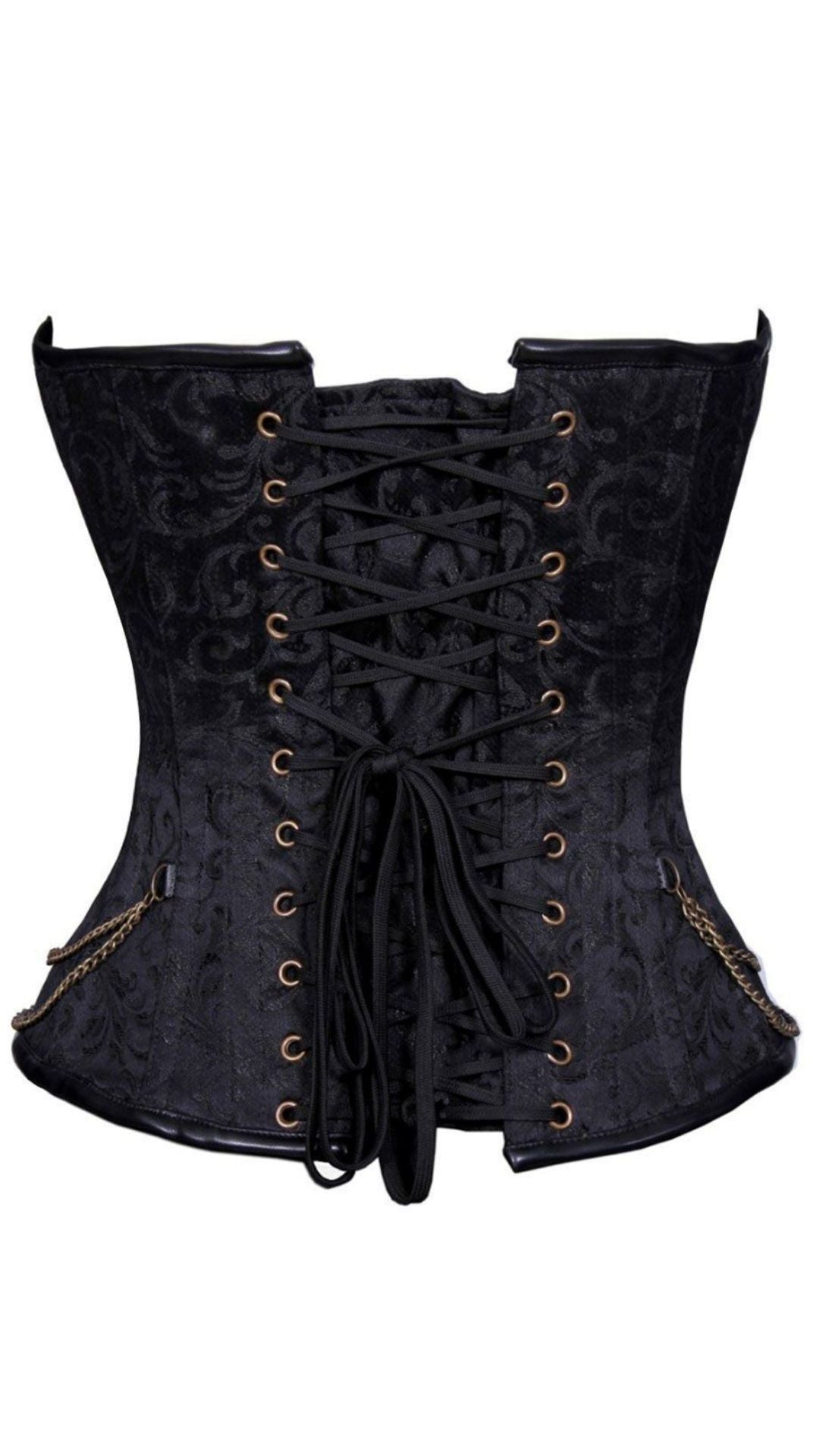 Naughty Kitten Clothing Onyx Brocade Deluxe Corset Rear View