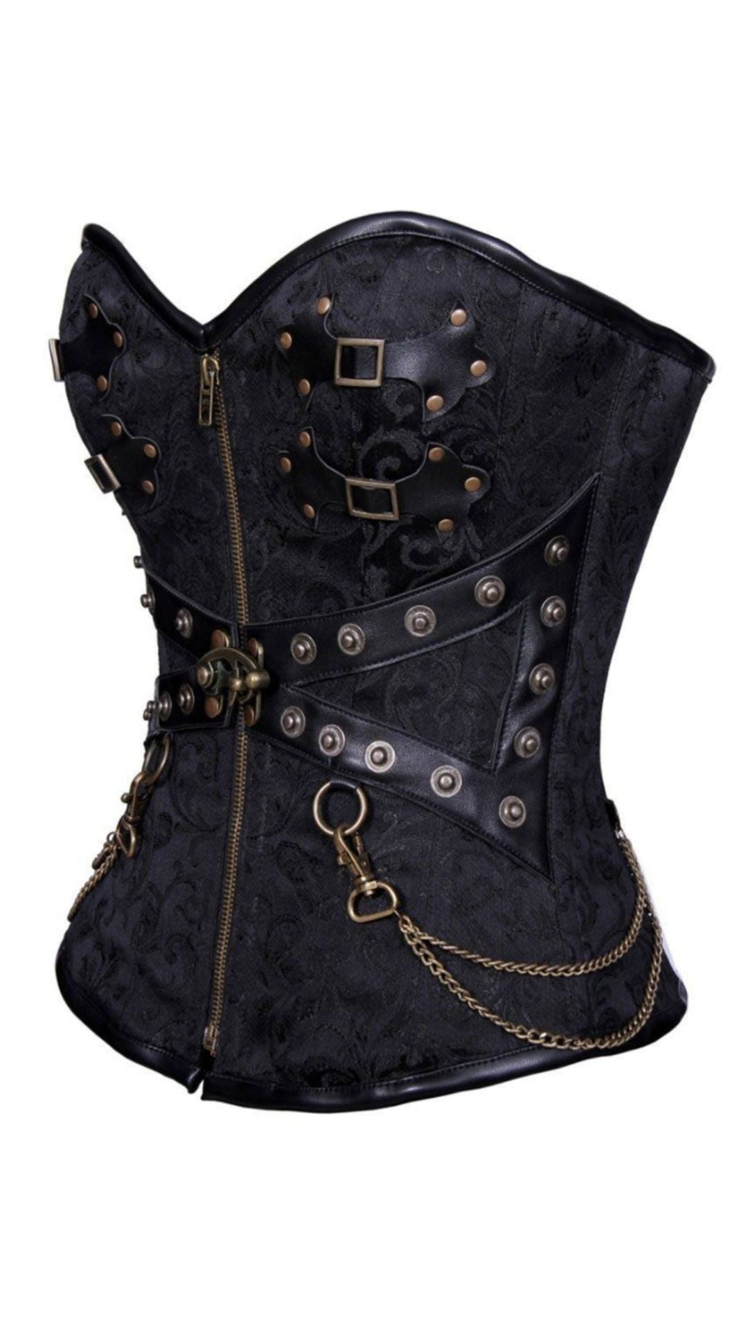 Naughty Kitten Clothing Onyx Brocade Deluxe Corset Side View